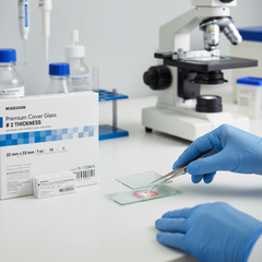 Cover glass mounted on slide with specimen