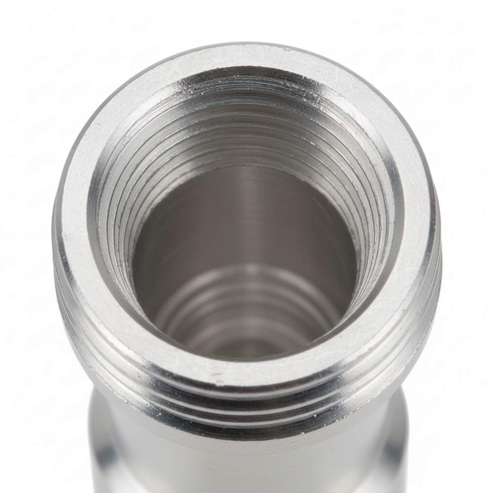Detail of machined Luer lock threads