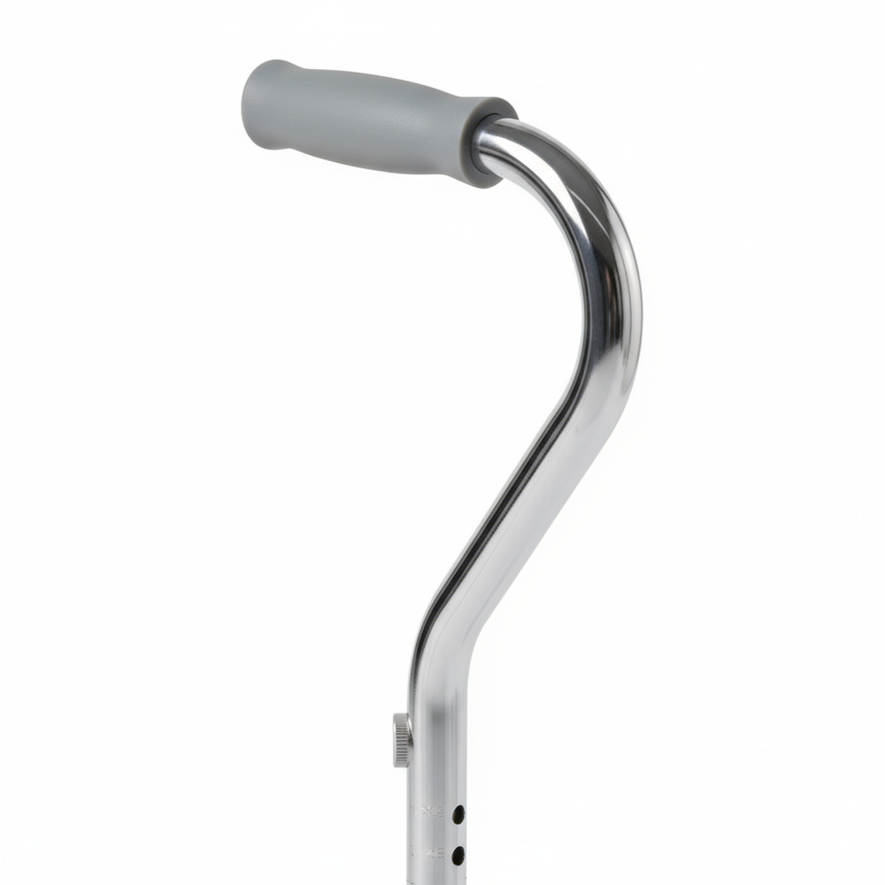 Detail of padded offset handle and push-button adjustment