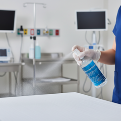 Disinfectant being used on medical surface