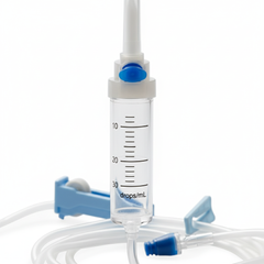 Drip chamber showing 20 drops/mL