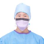 ASTM Level 2 Duckbill Surgical Face Masks with Integrated Eye Shield - 3-Ply Protective Masks