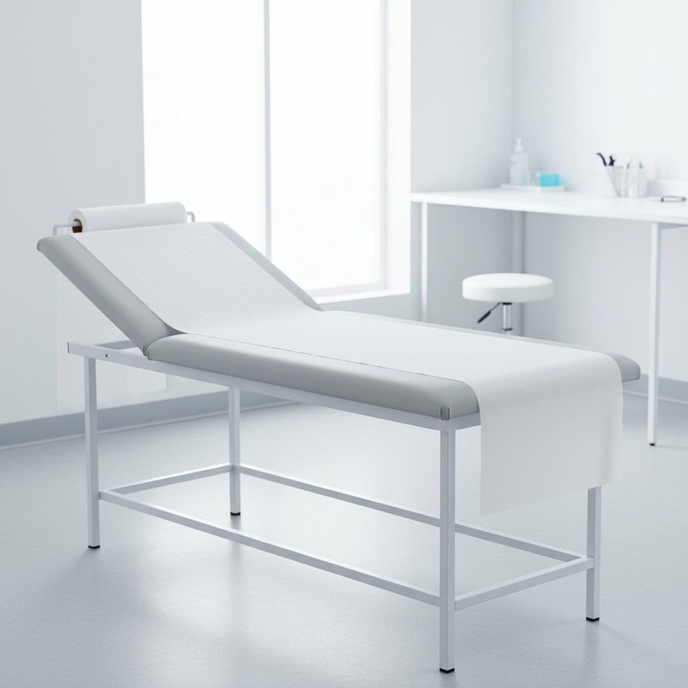 Exam table in use
