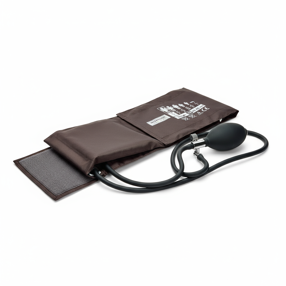 Flat view of complete thigh BP cuff system