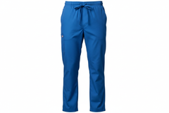 Front view of sapphire blue scrub pants