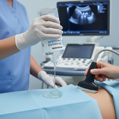 Gel being applied during ultrasound procedure