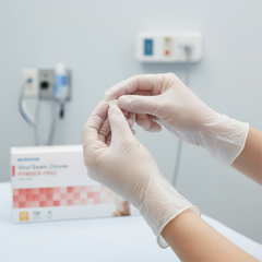 Gloves being worn in medical context