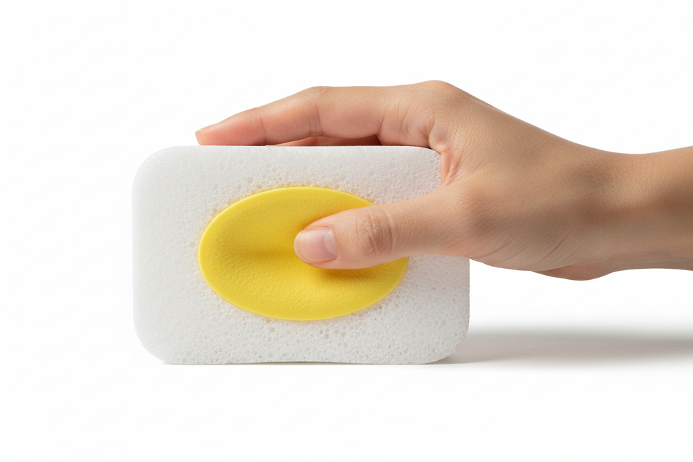 Hand holding sponge