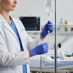 Healthcare professional using gloves