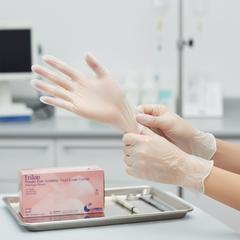 Healthcare worker wearing gloves