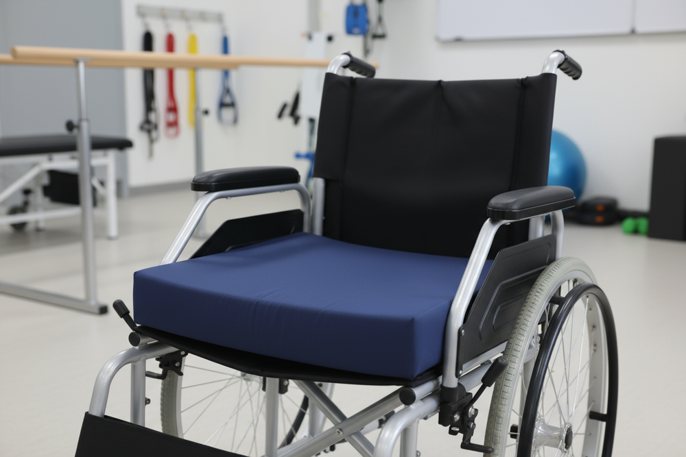 Cushion on wheelchair