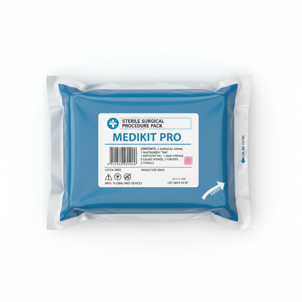 Top-down view of surgical pack