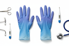 Ice Blue Nitrile Gloves Front View