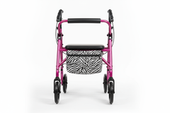 Front view of Medline Pink Zebra Rollator