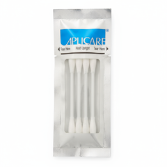 Close-up detail of triple-pack swabstick packaging