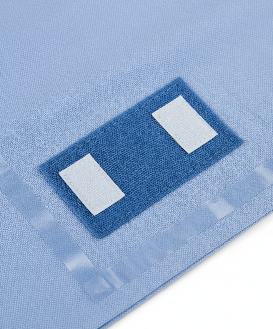 Close-up of hook-and-loop line holders