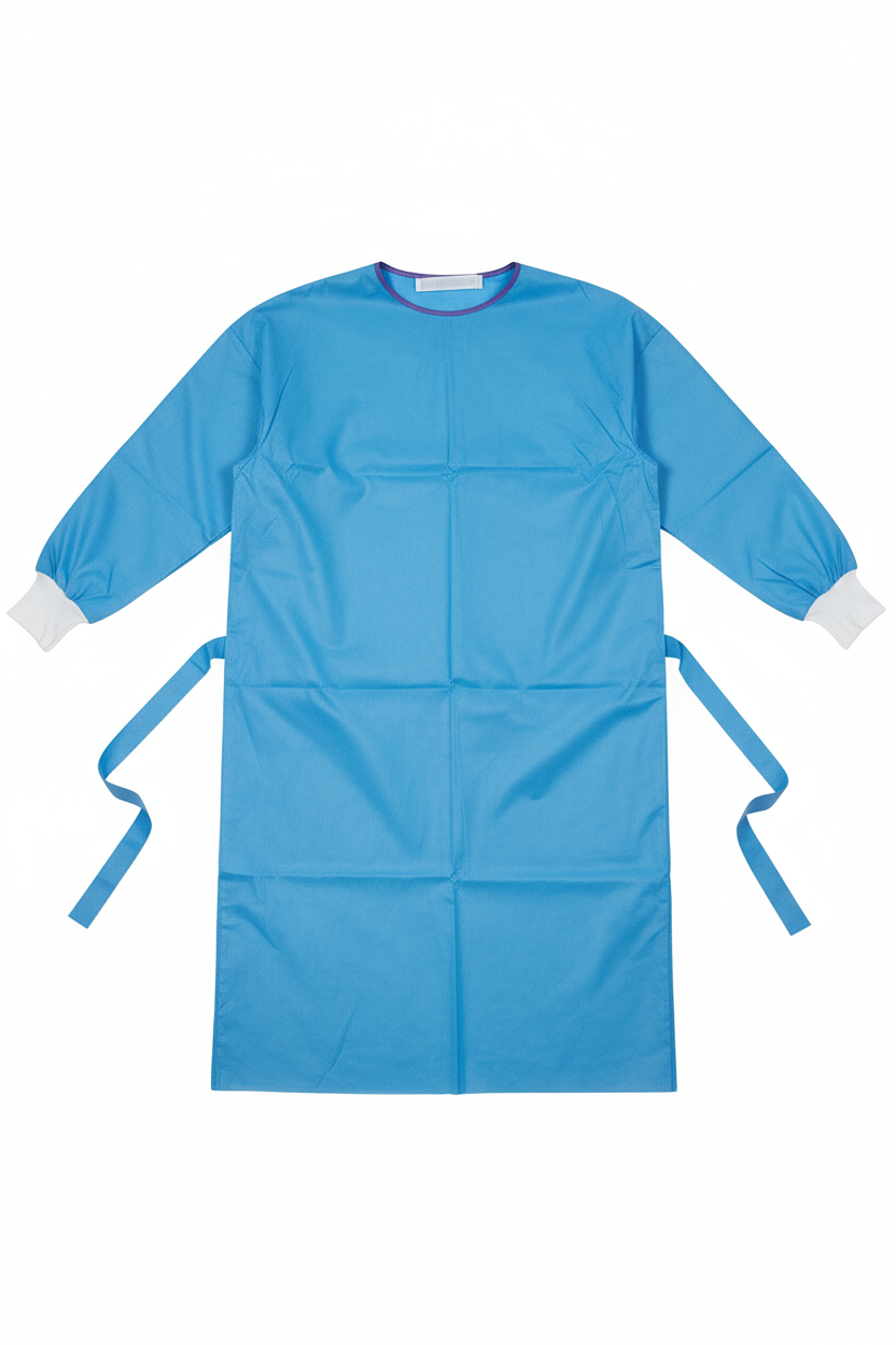 Flat lay view of isolation gown