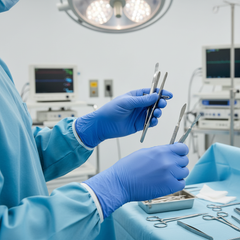 Healthcare professional using gloves