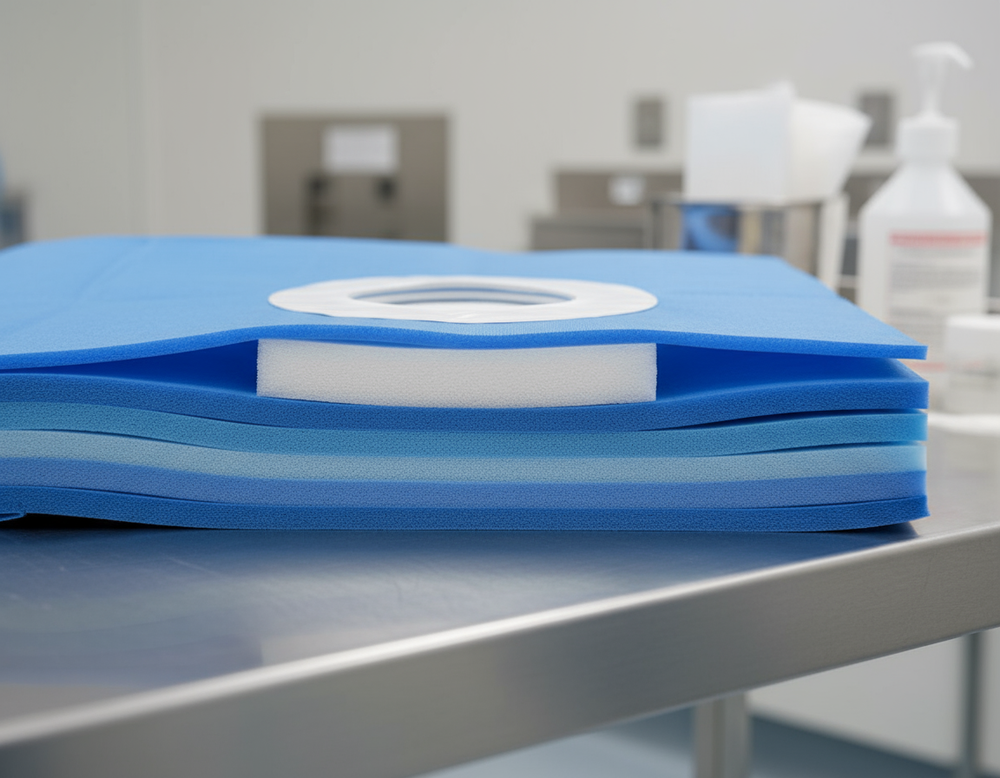 Side profile showing fabric layers