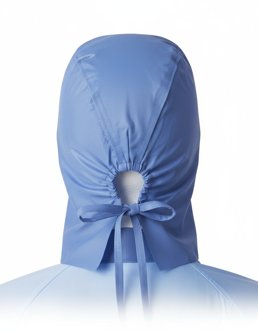 Back view of surgical hood