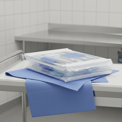 Angled view of sterile obstetric pack