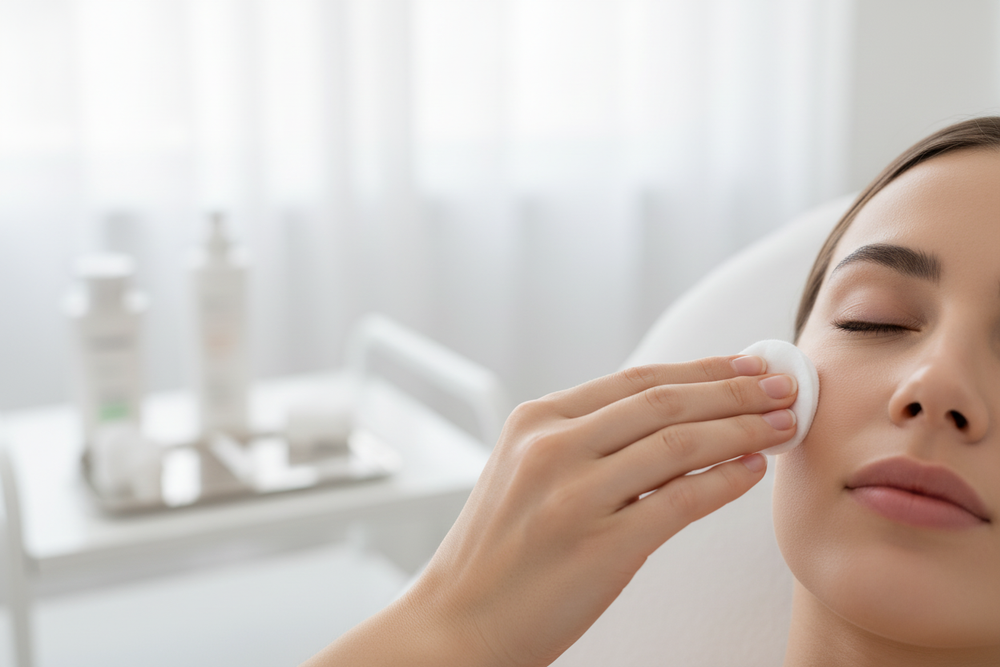 Cotton ball skincare application