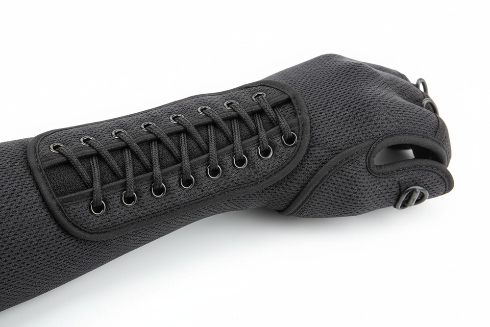 Close-up of material and lacing