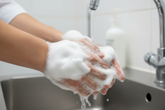 Close-up Hand Lathering