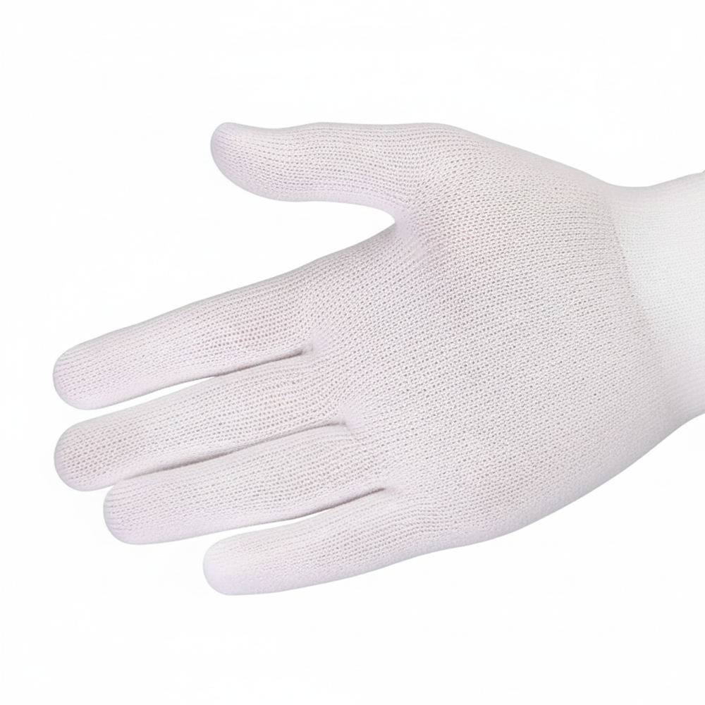 Close-up detail of nylon glove liner texture