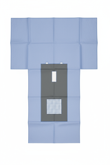 Top-down view of T-drape with fenestration