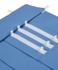Close-up of hook-and-loop closures and line holders
