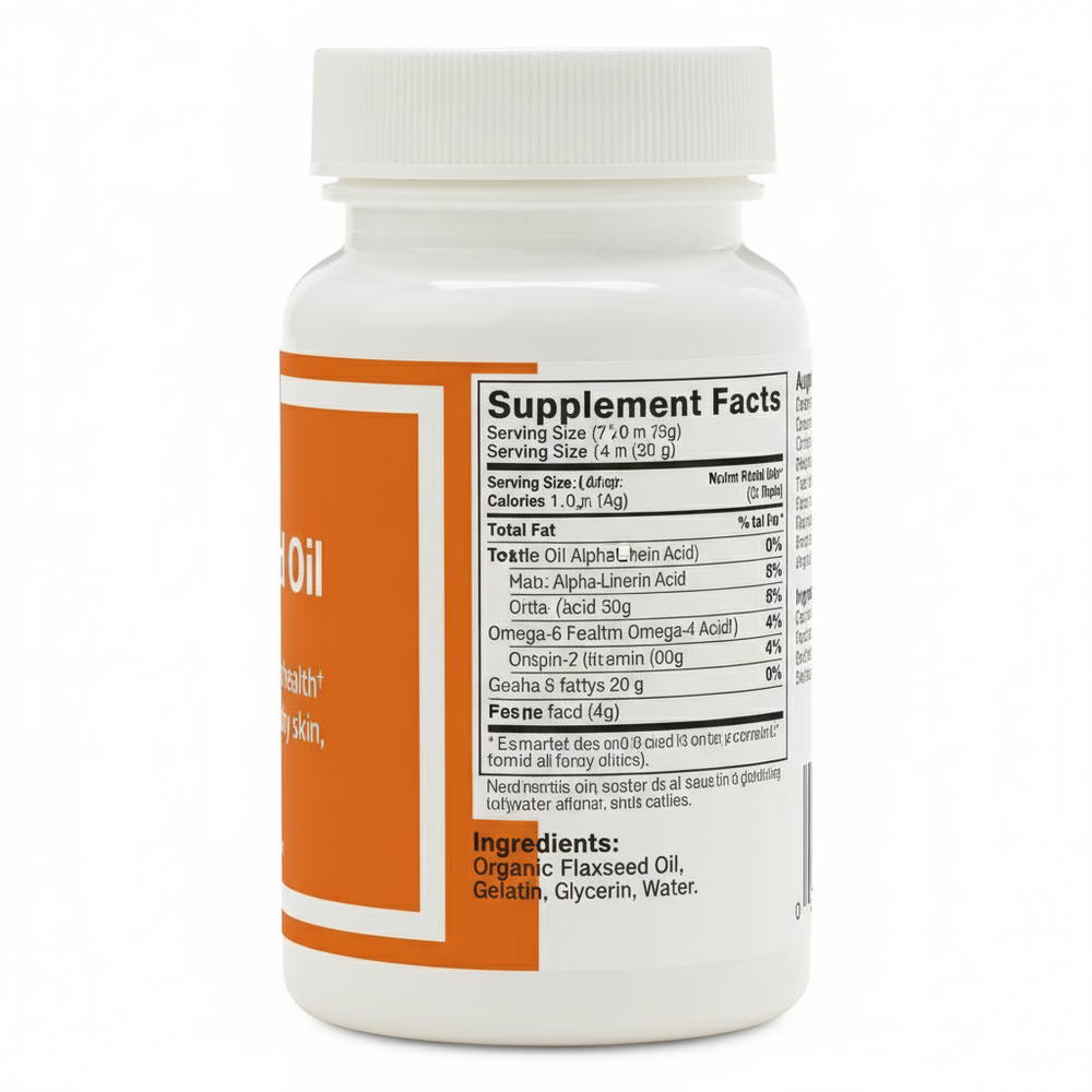 Side angle view showing supplement facts