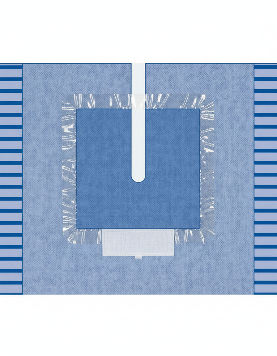 Close-up of fenestration and adhesive border