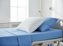Pillow on hospital bed in clinical setting