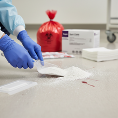 Biohazard Spill Kit In Use - Close-Up Detail