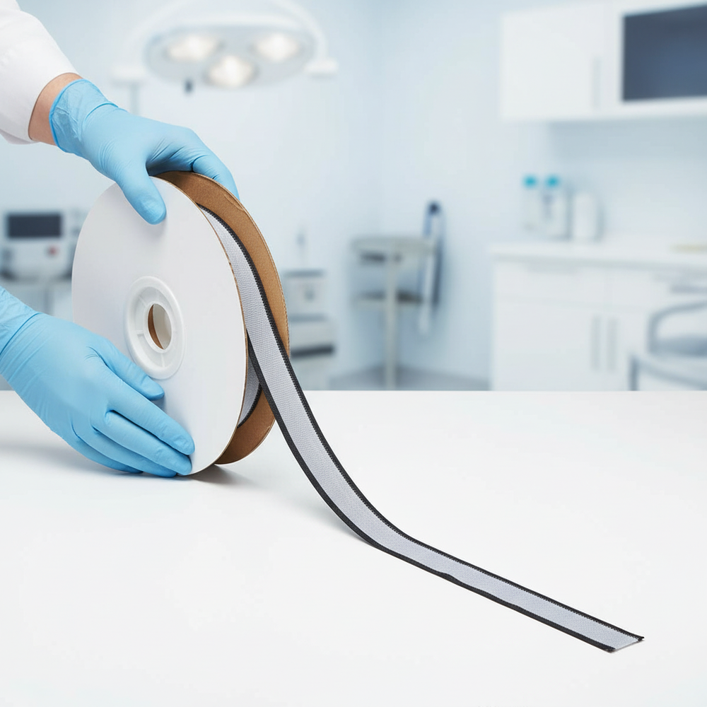 Strap being dispensed from roll