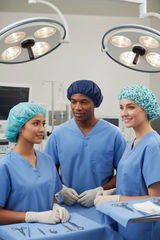 Healthcare professional wearing cap