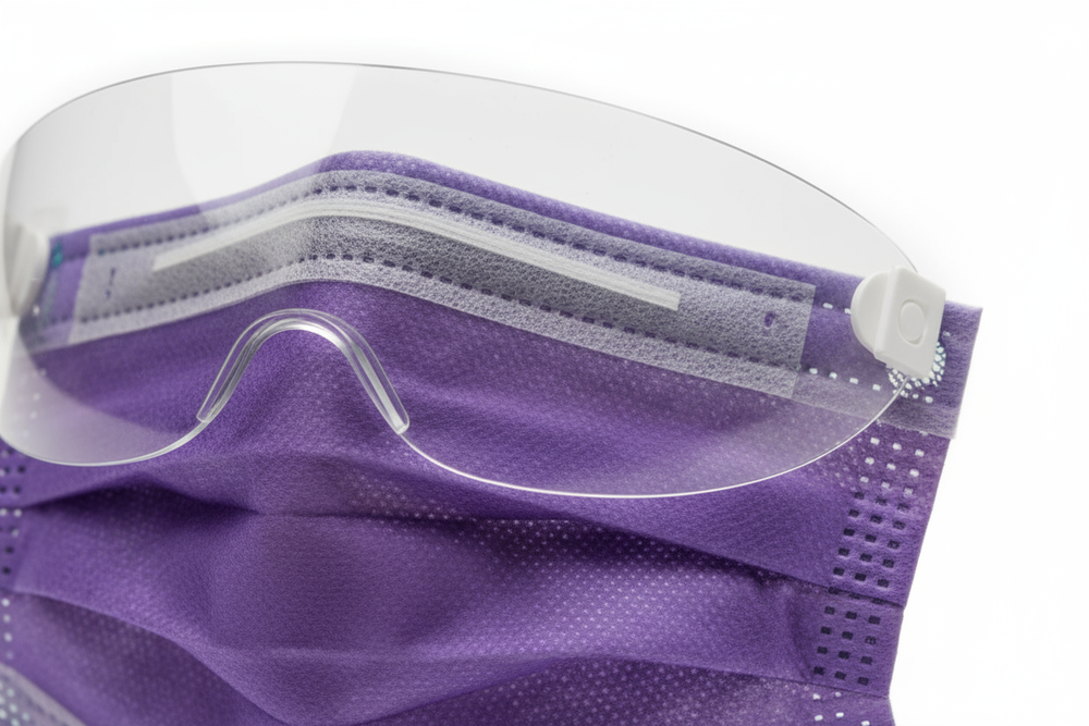 Close-up of anti-fog foam and eye shield detail