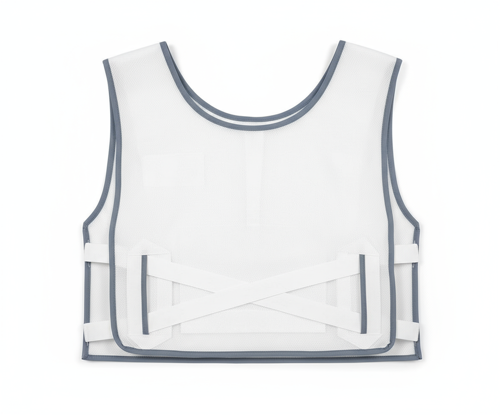 Flat lay view of patient safety vest