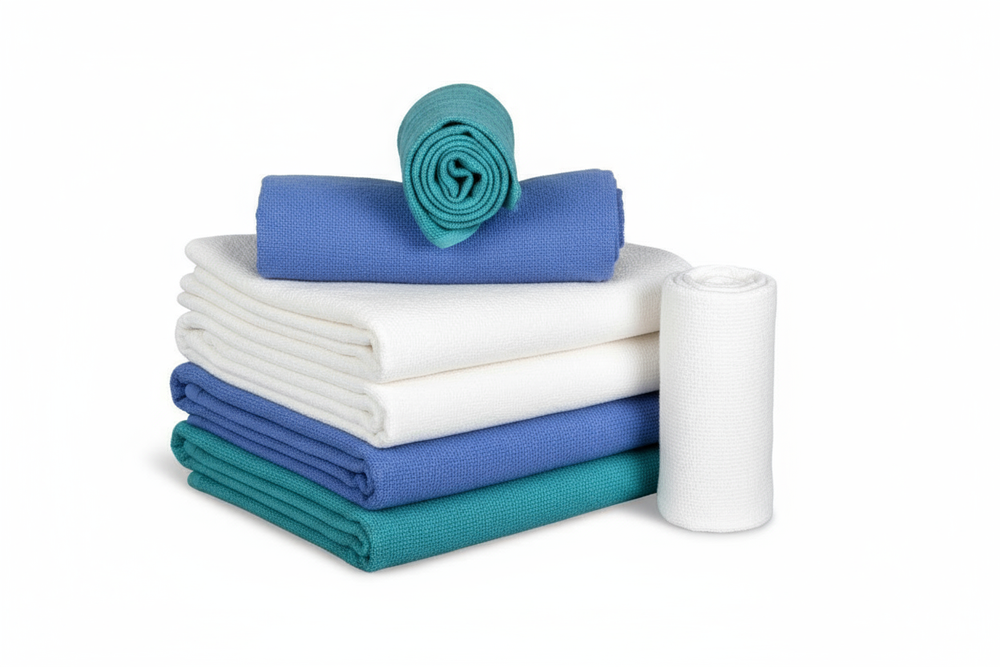 Folded towels - top angle view