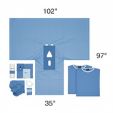 Sirus surgical gowns laid out flat