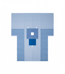 Top-down overhead view of T-shape configuration