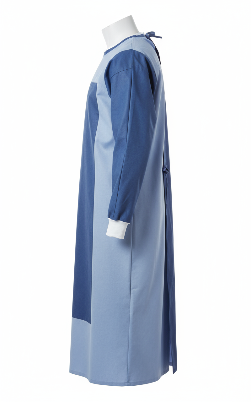 Side profile of surgical gown