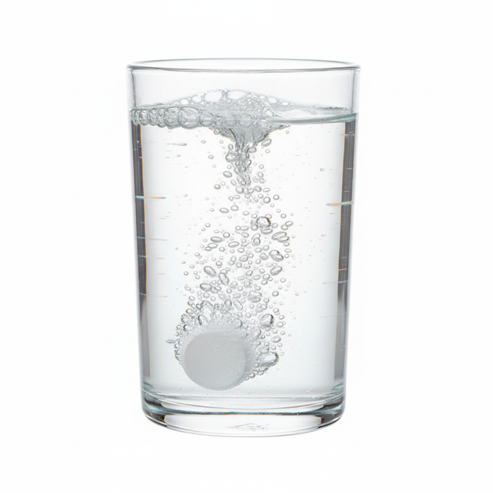 Effervescent tablet dissolving in water