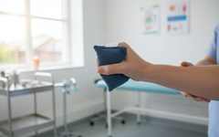 Patient using palm grip during therapy