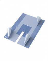 Angled view showing drape construction