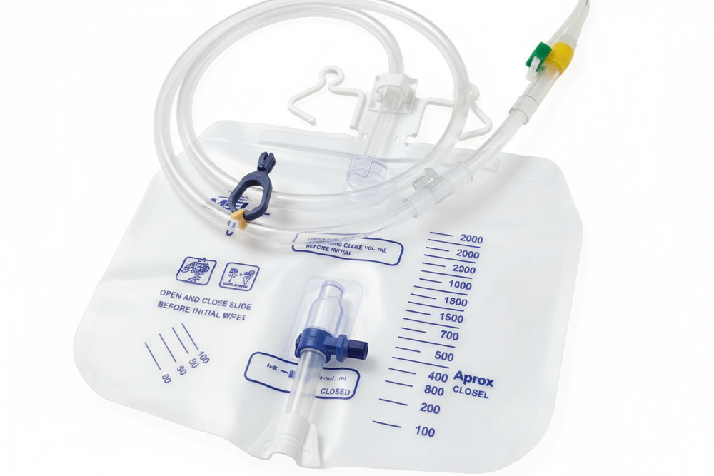 Urine meter and drainage system detail