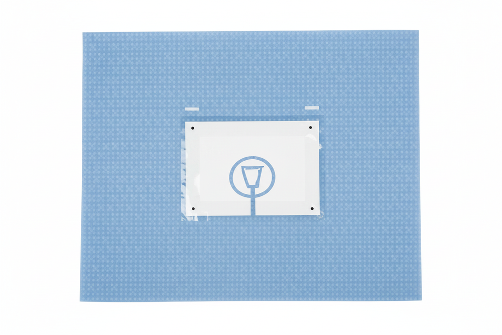 Pear-shaped fenestration with adhesive border detail