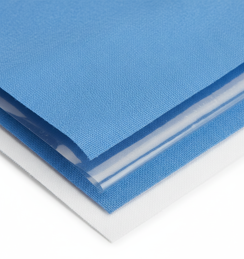 Three-layer material construction detail