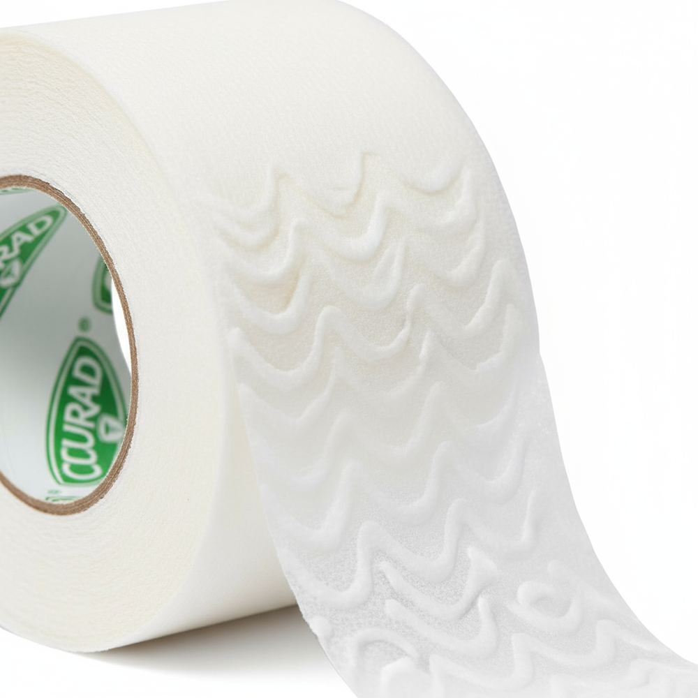 Close-up of wavy adhesive pattern